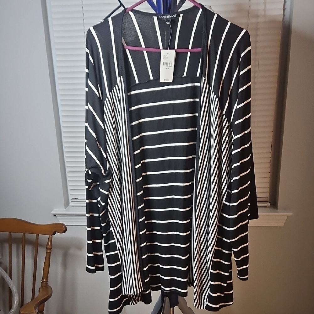 Lane Bryant Black and White Striped Sweater